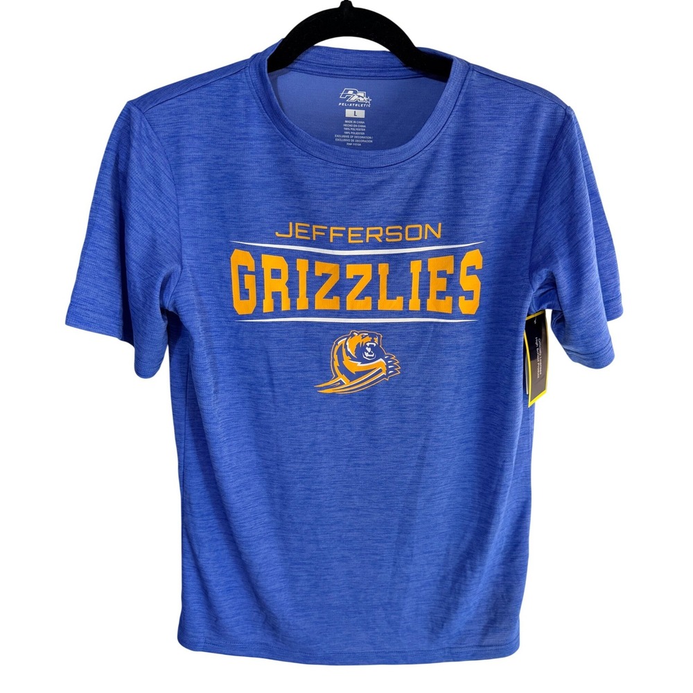 Jefferson Grizzlies Athletic Performance Tee Boys Large Blue School Wear Sports